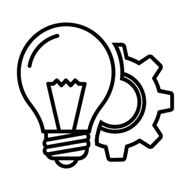 Simple Illustration of Lightbulb and Gear