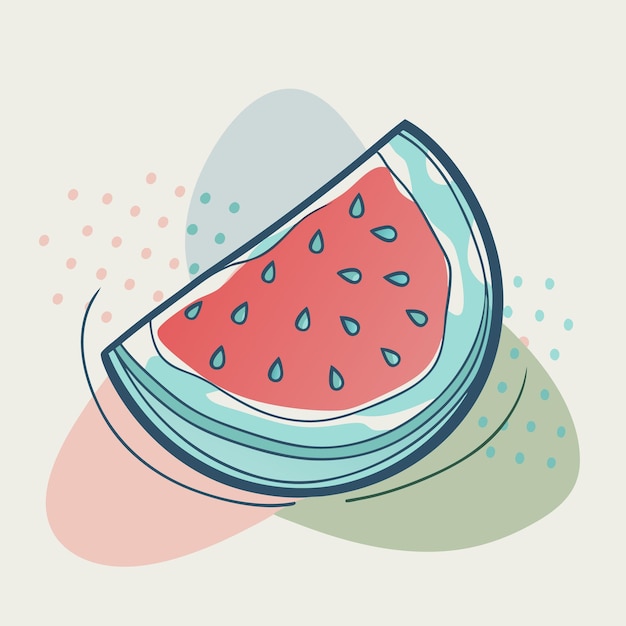 Una simple ilustración dibujada a mano de una rebanada de sandía