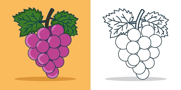 una simple ilustración de uva para un elemento de diseño o un elemento de libro para colorear