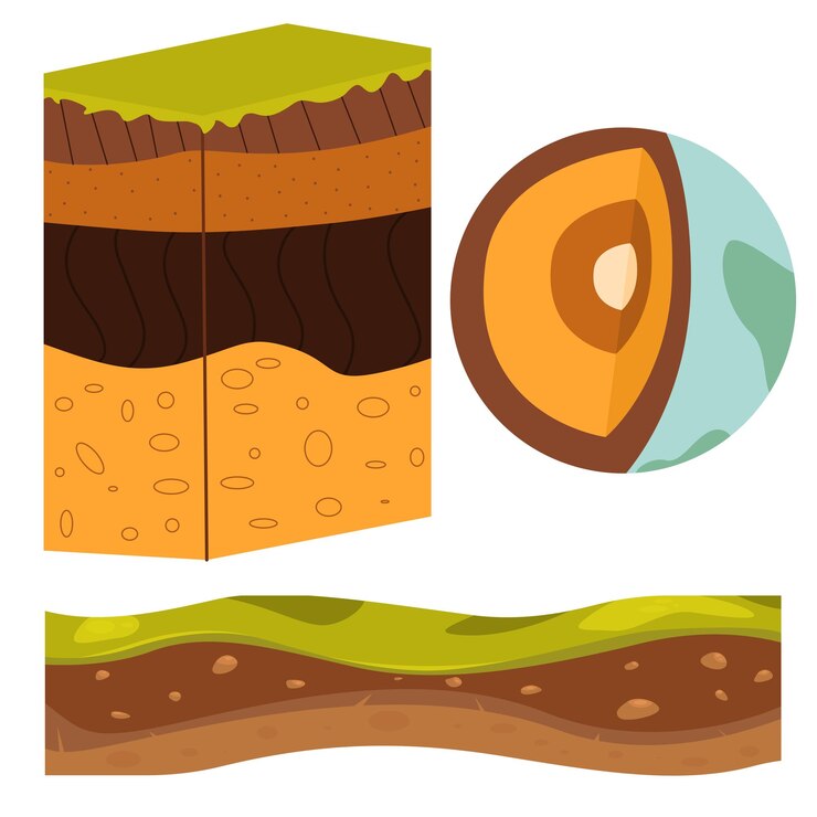 Vector una simple ilustración vectorial de una sección de la geología de las capas del suelo de la tierra