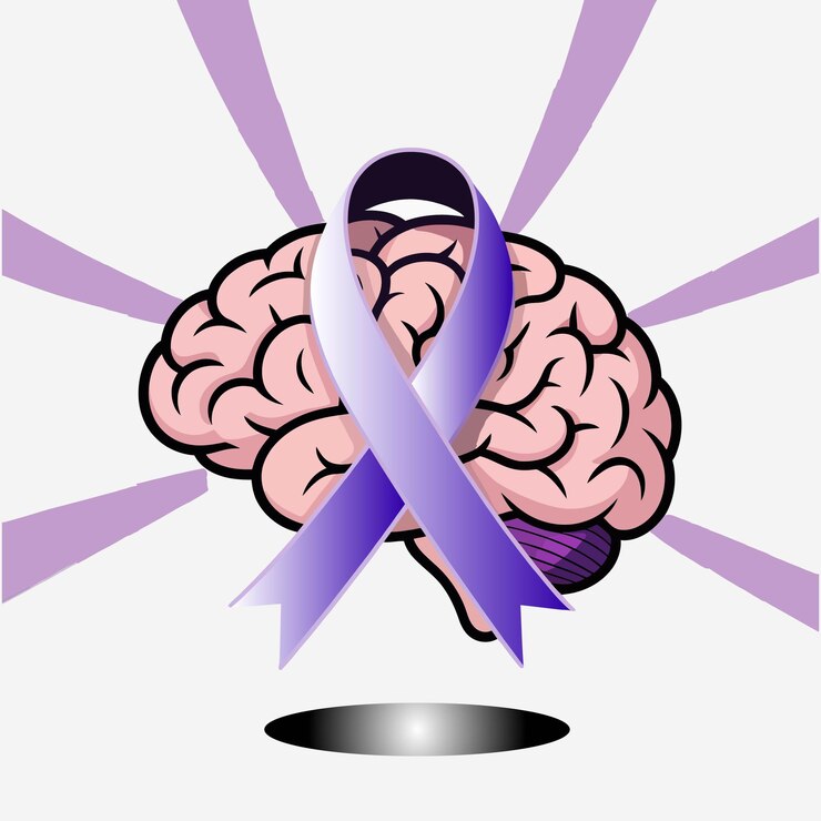 Vector una simple imagen vectorial de conciencia cerebral de la enfermedad de alzheimer
