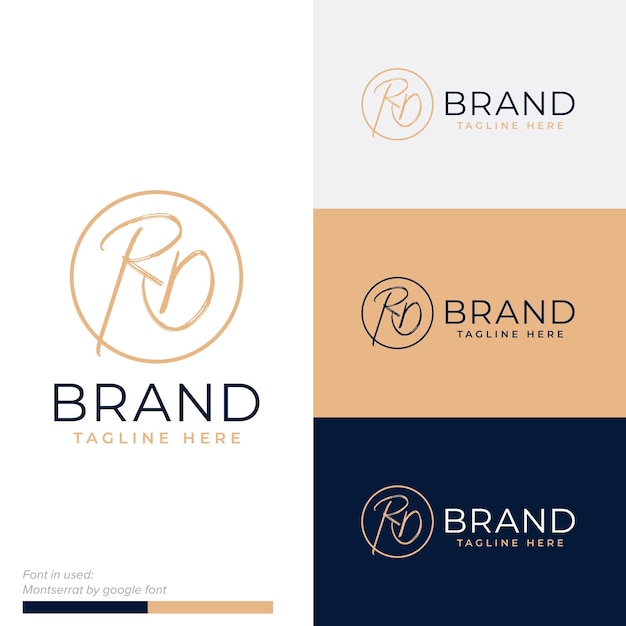 Simple inicial r y d o rd marca personal símbolo icono plano logotipo stock vector diseño