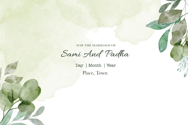 simple invitación de boda de vegetación elegante