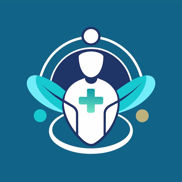 Un simple logotipo azul y blanco con un prominente símbolo de cruz Explorando el concepto de asistentes virtuales