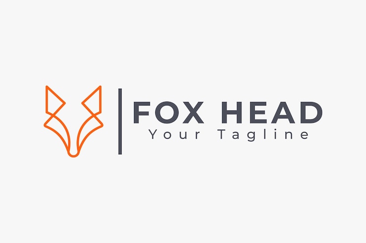 Vector simple logotipo de lobo zorro minimalista con arte de línea naranja concepto de logotipo para wildlife mascot hunter