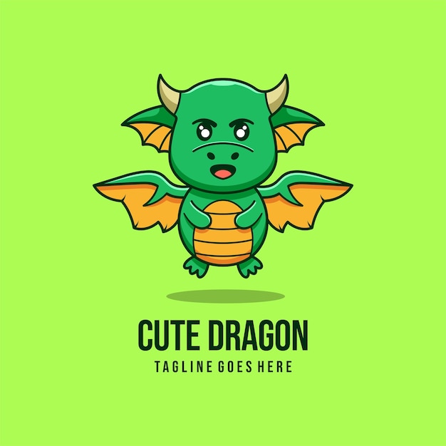 simple logotipo de la mascota diseño de personajes de dragón lindo