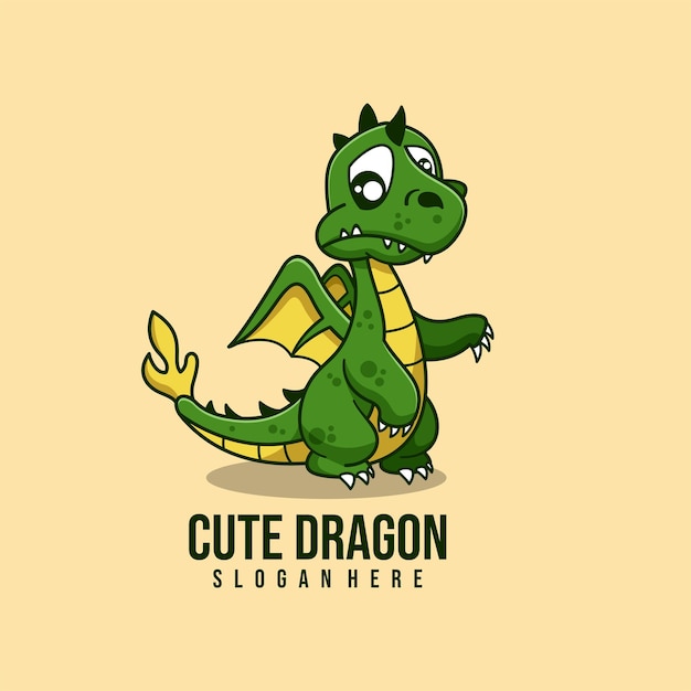 simple logotipo de la mascota diseño de personajes de dragón lindo
