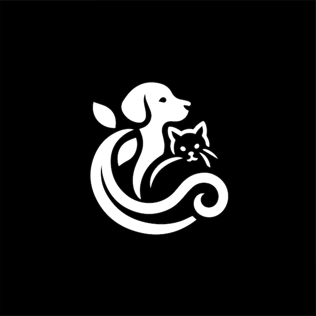 Un simple logotipo de perro y gato con una combinación de 2 colores