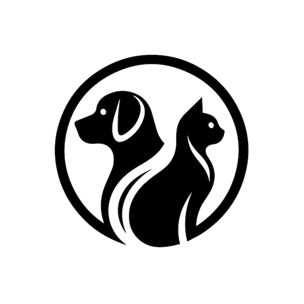 Un simple logotipo de perro y gato con una combinación de 2 colores