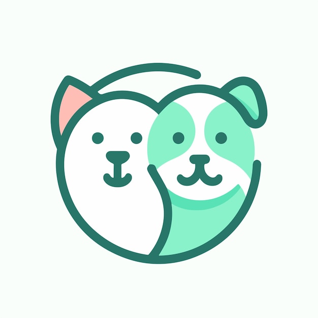 Un simple logotipo de perro y gato con una combinación de 2 colores