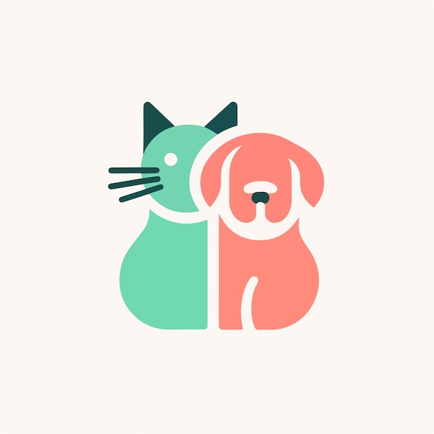 Un simple logotipo de perro y gato con una combinación de 2 colores