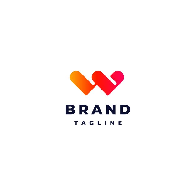 Simple Loved W Diseño de logotipo de la letra inicial del logotipo con el símbolo del corazón al final