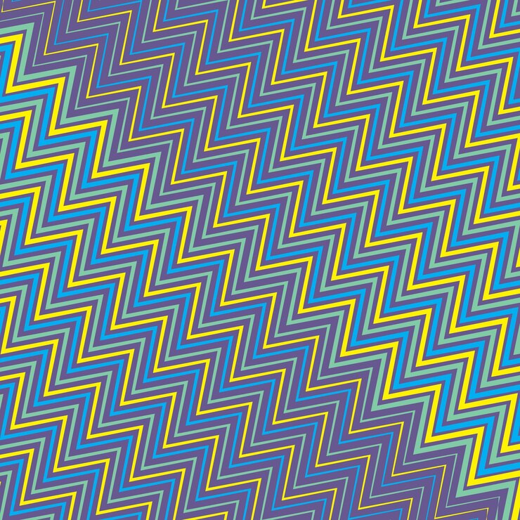 Vector simple luz abstracta más allá del color amarillo y azul de grueso a delgado patrón de línea de zigzag daigonal