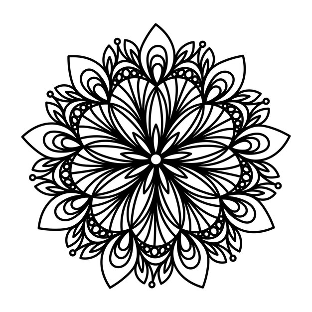 Simple mandala floral Doodle contorno