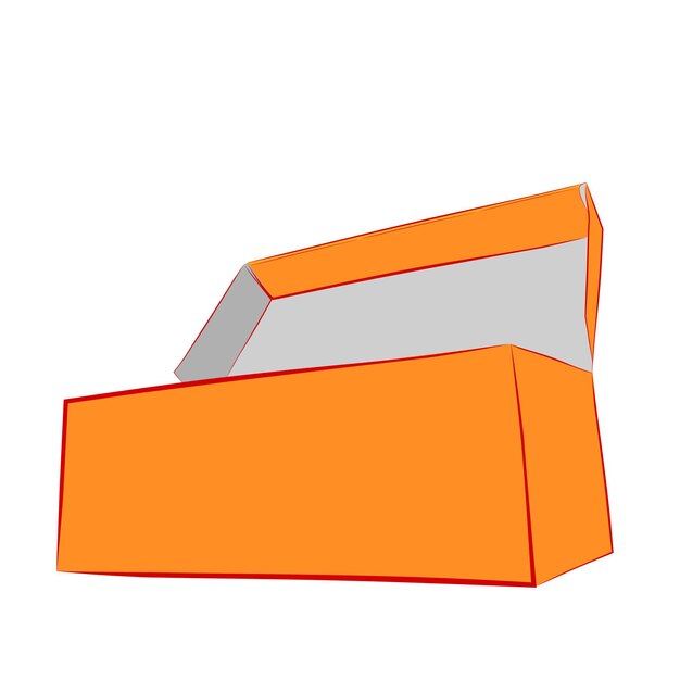 Vector simple mano dibujar boceto vector maqueta naranja caja de zapatos, aislado en blanco