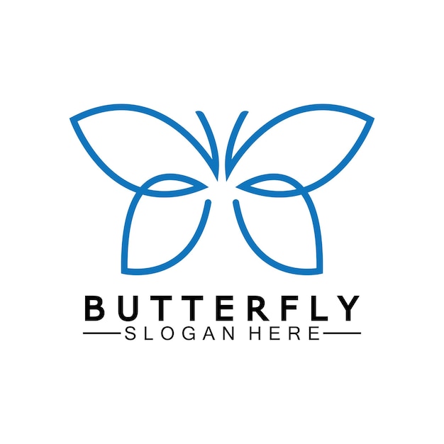 Simple mariposa monoline logoVector ilustración