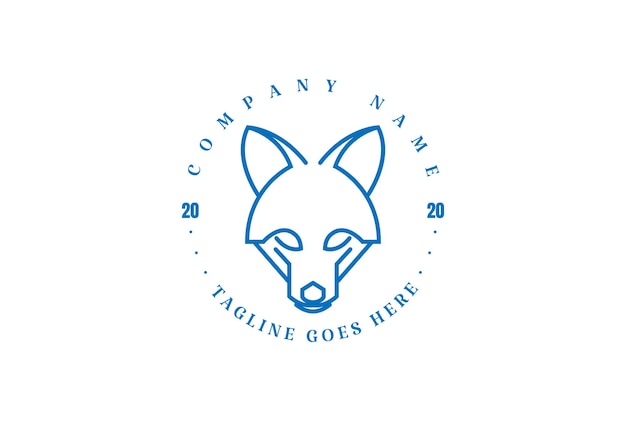 Simple Minimalista Lobo Zorro Perro Coyote Cabeza Línea Estilo Contorno Diseño Logotipo