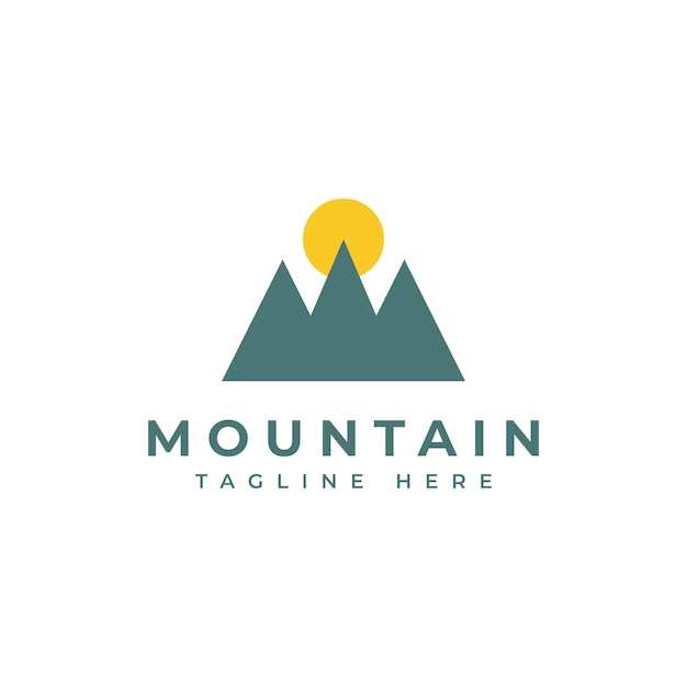 simple montaña con diseño de logotipo del sol