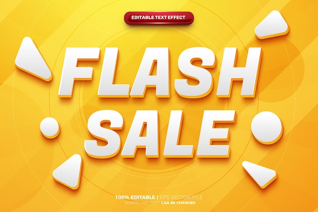 Vector simple orange flash sale promocional con efecto de texto en 3d