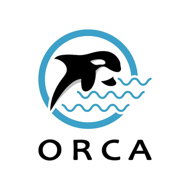 Simple orca negra ballena animal ilustración logo diseño creativo orca animal submarino