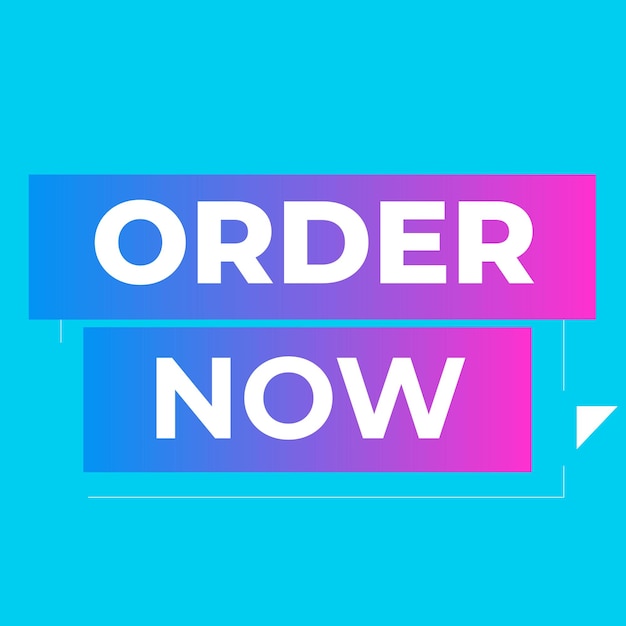 Simple Orden ahora Banner de texto plano con color rojo y azul aislado en fondo amarillo Diseño Orde
