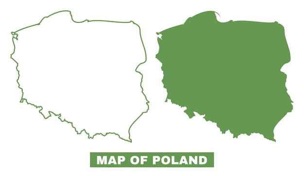 Simple Polonia Contorno conjunto de ilustraciones vectoriales de estilo mapa plano