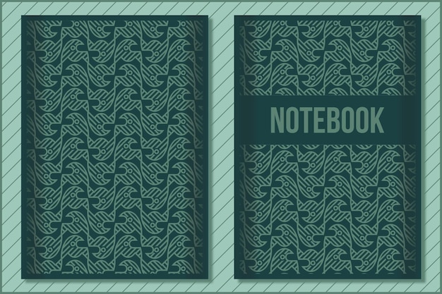 simple portada de cuaderno vectorial con patrón único como ornamento y color verde monocromático