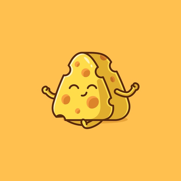 Simple queso lindo practicando yoga ilustración vectorial de dibujos animados Colección de actividades de queso