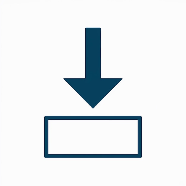 Una simple representación gráfica de una flecha que apunta hacia abajo hacia una forma rectangular
