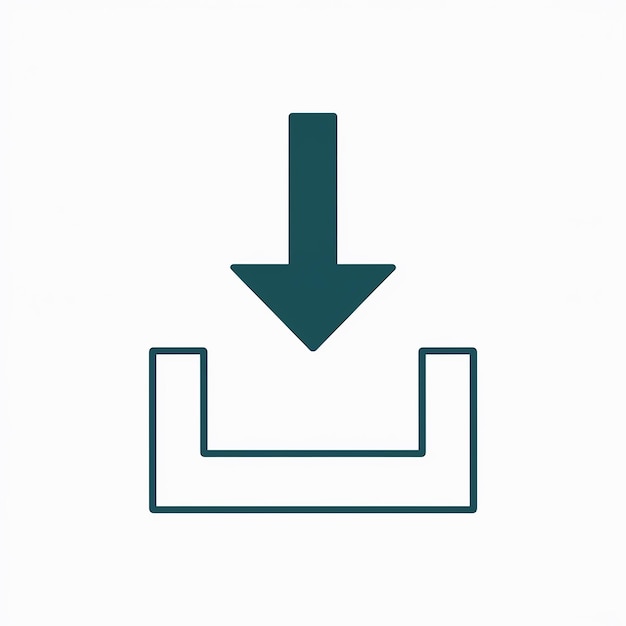 Una simple representación gráfica de una flecha que apunta hacia abajo hacia una forma rectangular