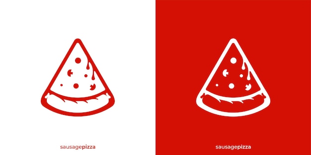 Simple Sausage Pizza Logo Modelo de diseño de logotipo de cafetería y restaurante de comida rápida