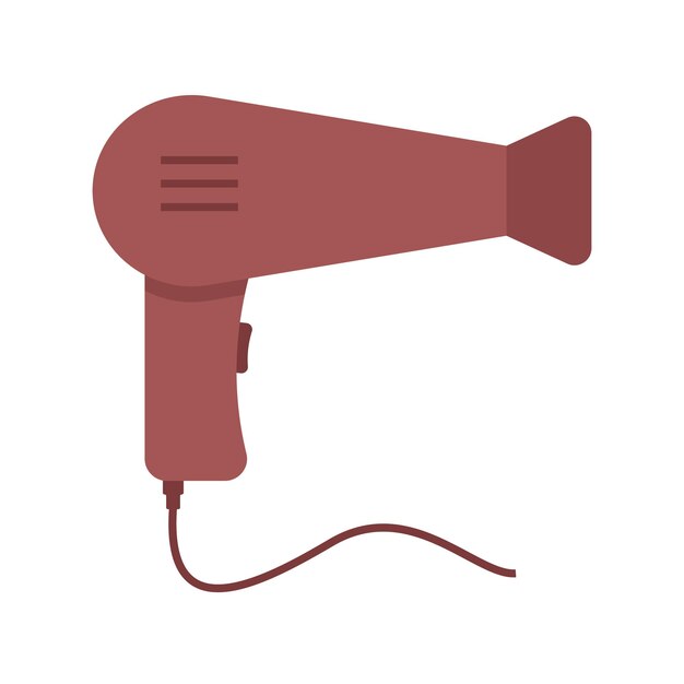 Un simple secador de pelo plano Herramientas para el cuidado del cabello para peluquería o barbería y hogar Vector ilustración aislada sobre fondo blanco