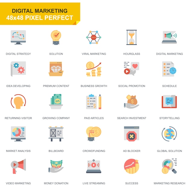 Simple Set Business and Marketing Flat Icons