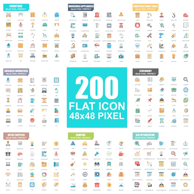 Vector simple set of vector flat icons