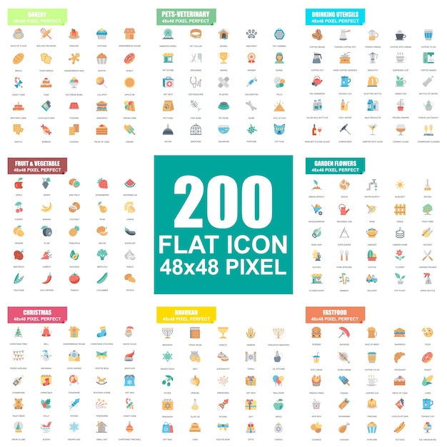 Simple set of vector flat icons