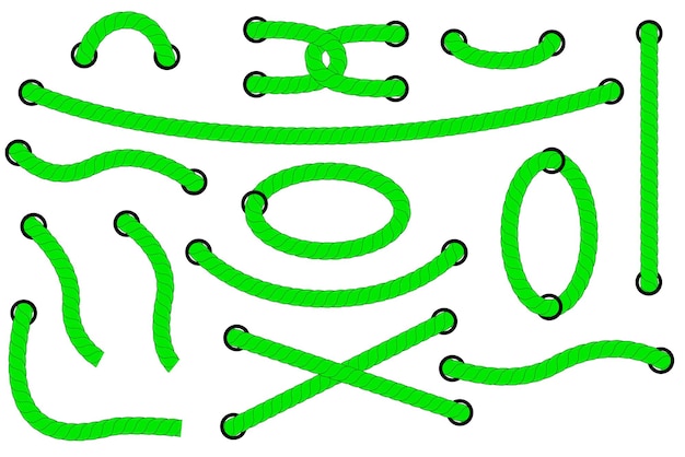 Simple Set Vector varios estilos Cuerda verde fuera del agujero