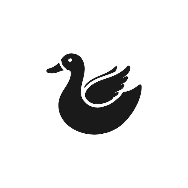 Simple silueta en blanco y negro de un pato