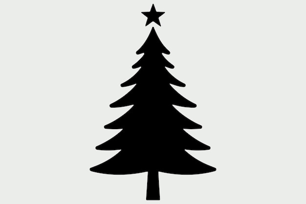 Una simple silueta negra de un árbol de Navidad