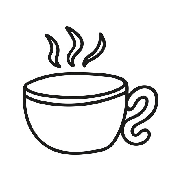 Simple taza de café o té dibujada a mano con vapor Ilustración de garabateo de utensilios de cocina