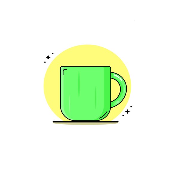 Una simple taza de té con una ilustración vectorial de icono plano de color verde