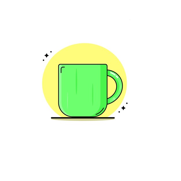 Vector una simple taza de té con una ilustración vectorial de icono plano de color verde