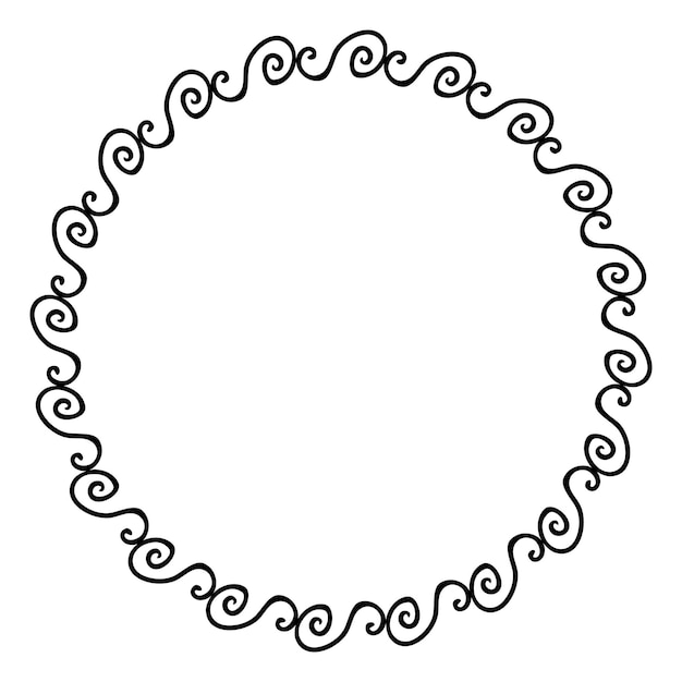 simple, transparente, vector, círculo, mano, dibujar, bosquejo, floral, frontera