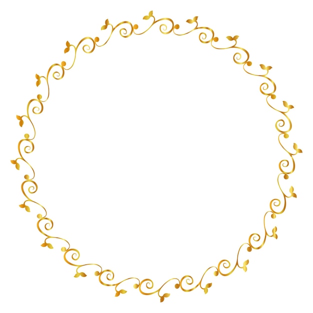 simple, transparente, vector, oro, círculo dorado, mano, dibujar, bosquejo, floral, frontera