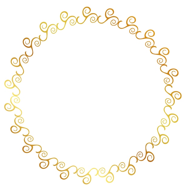 simple, transparente, vector, oro, círculo dorado, mano, dibujar, bosquejo, floral, frontera
