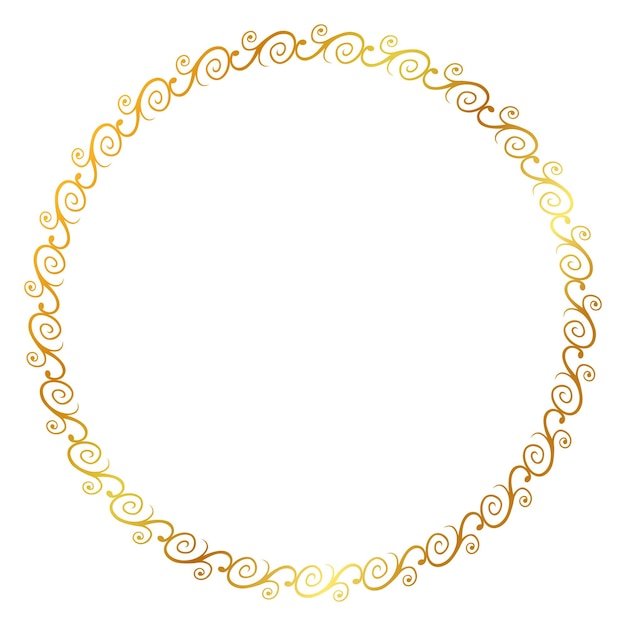 simple, transparente, vector, oro, círculo dorado, mano, dibujar, bosquejo, floral, frontera