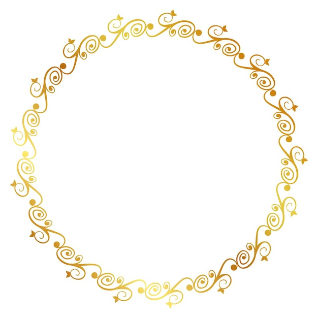 simple, transparente, vector, oro, círculo dorado, mano, dibujar, bosquejo, floral, frontera