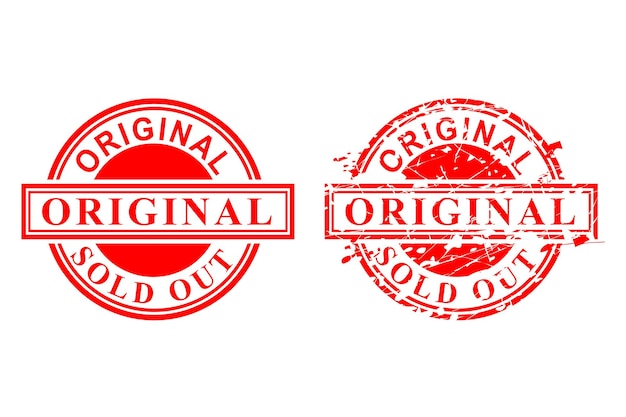 Simple Vector 2 Style Red Rust and Clean Circle Sello de goma, 100% original, aislado en blanco