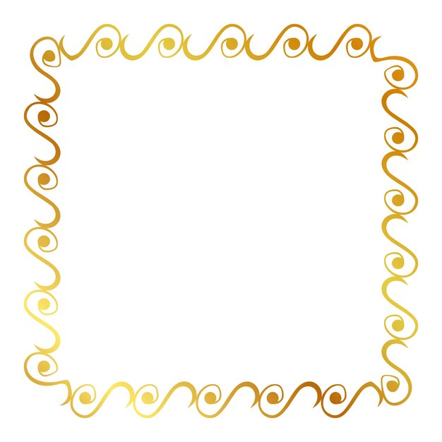 simple vector sin costuras oro cuadrado dorado dibujo a mano boceto borde floral