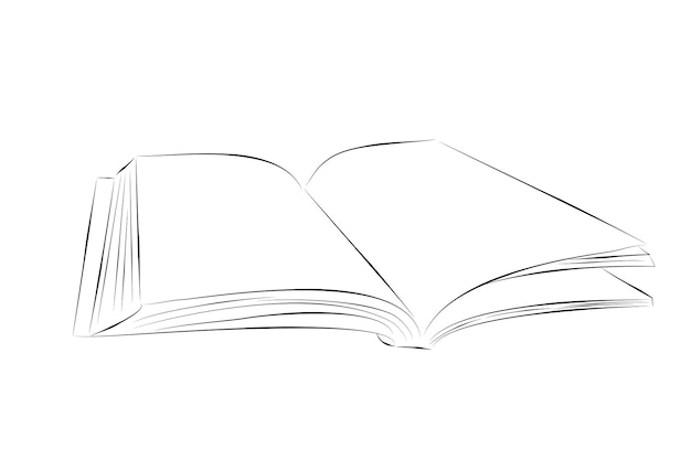 simple vector dibujo a mano boceto libro abierto, aislado en blanco