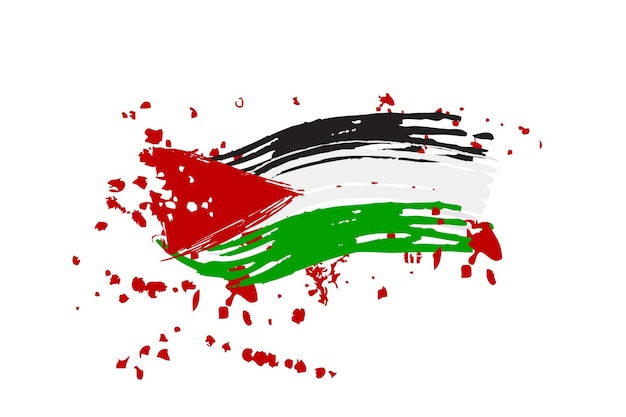 Simple vector mano dibujar boceto bandera palestina bandera y sangre para demostración tablón aislado en blanco